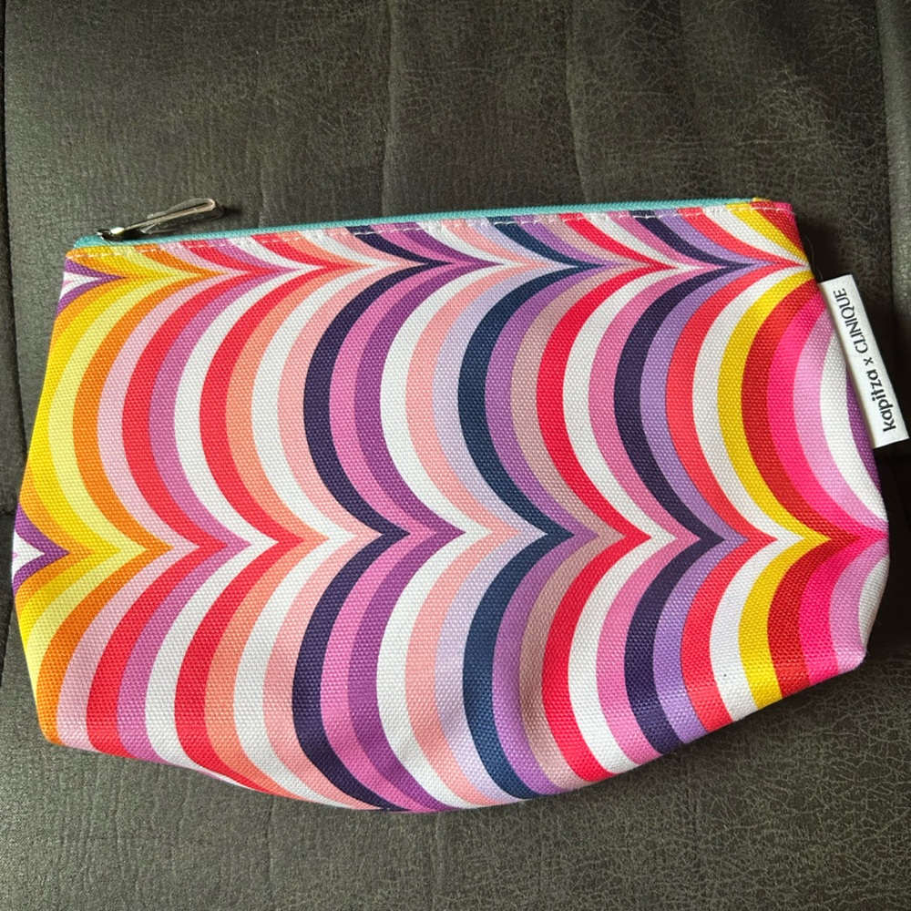 NEW Lot of 3 Kapitza x Clinique Makeup Travel Bags Pouches Colorful Geometric - Picture 3 of 11